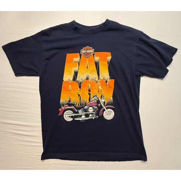 Other - Harley Davidson TShirt Mens Large Black Fat Boy V Twin‎ 90s Ft Lauderdale VTG